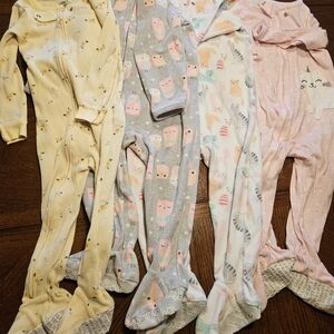 Carter's Footie Jammies bundle Qty4 - 24 Months in Yellow, Gray, and Pink